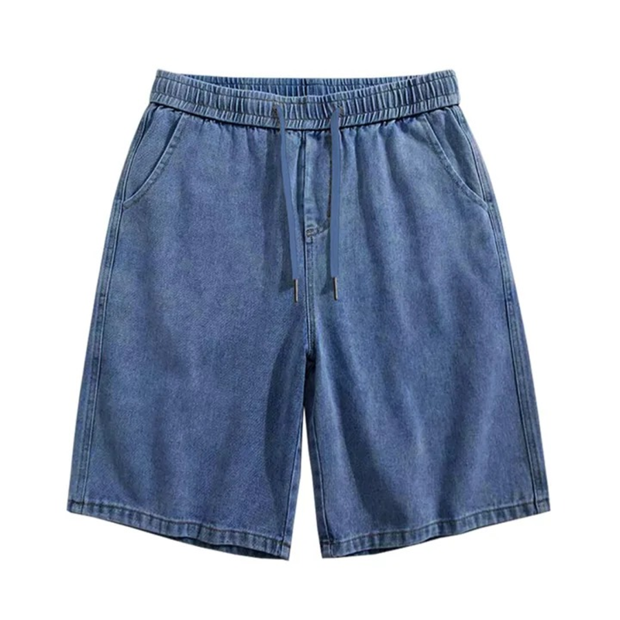 Denim One-Tuck Wide Bermuda Banding Shorts