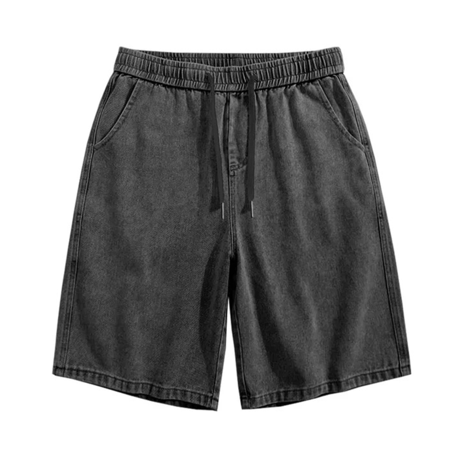 Denim One-Tuck Wide Bermuda Banding Shorts