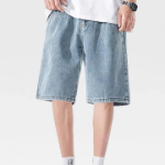 Denim One-Tuck Wide Bermuda Banding Shorts