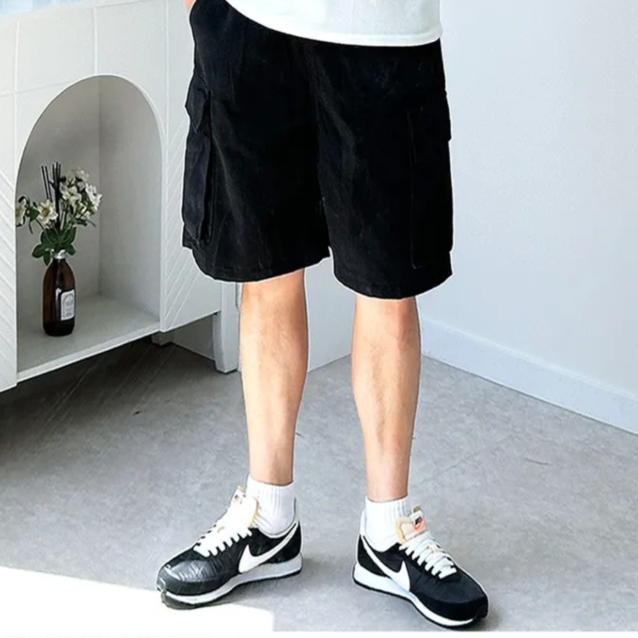 Loose Fit Denim Cargo Bermuda Shorts