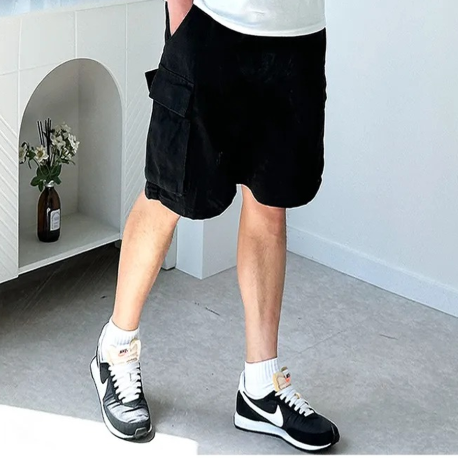 Loose Fit Denim Cargo Bermuda Shorts