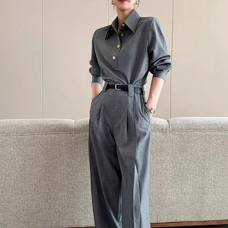 Классический жакет с длинным рукавом и широкие брюки