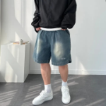 Summer Embroidered Denim Bermuda Shorts