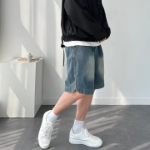 Summer Embroidered Denim Bermuda Shorts