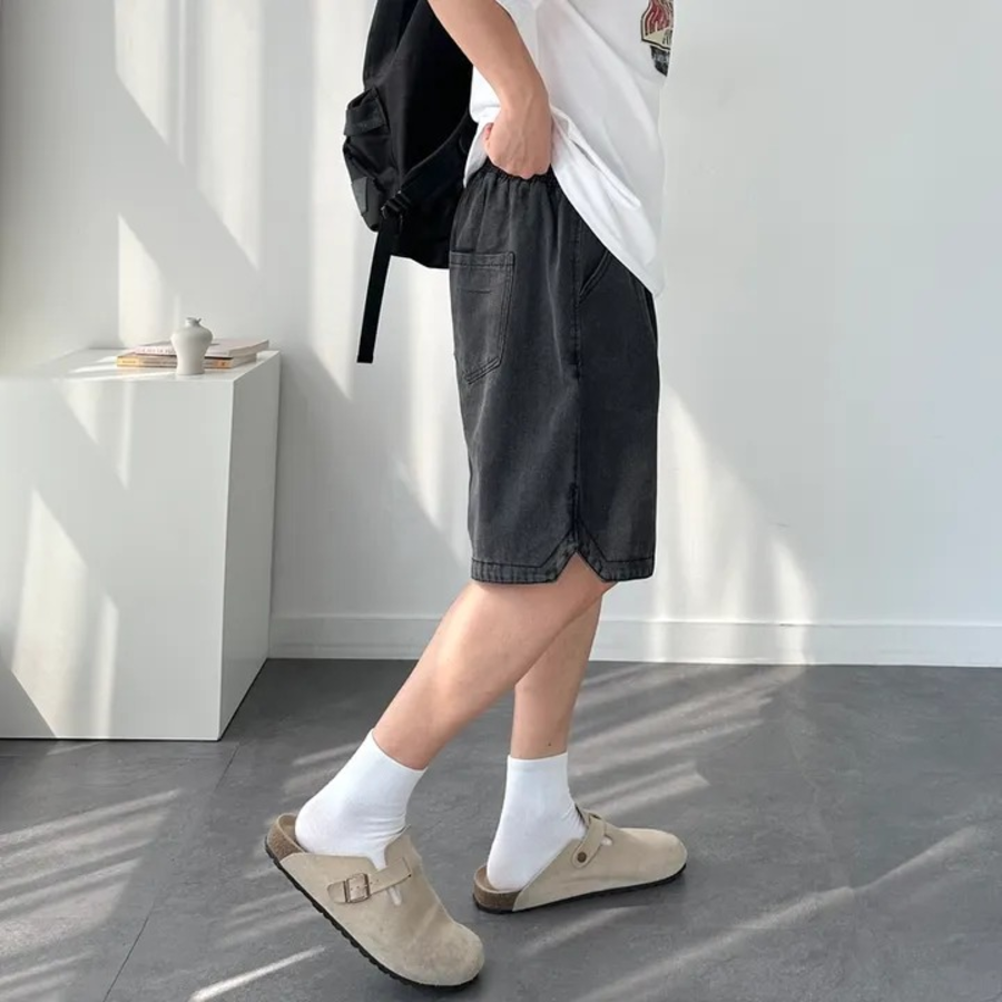 Summer Embroidered Denim Bermuda Shorts