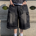 Faded Vintage Bermuda Cargo Denim Shorts