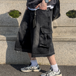 Faded Vintage Bermuda Cargo Denim Shorts