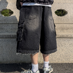 Faded Vintage Bermuda Cargo Denim Shorts