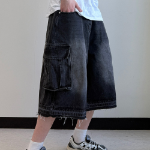 Faded Vintage Bermuda Cargo Denim Shorts