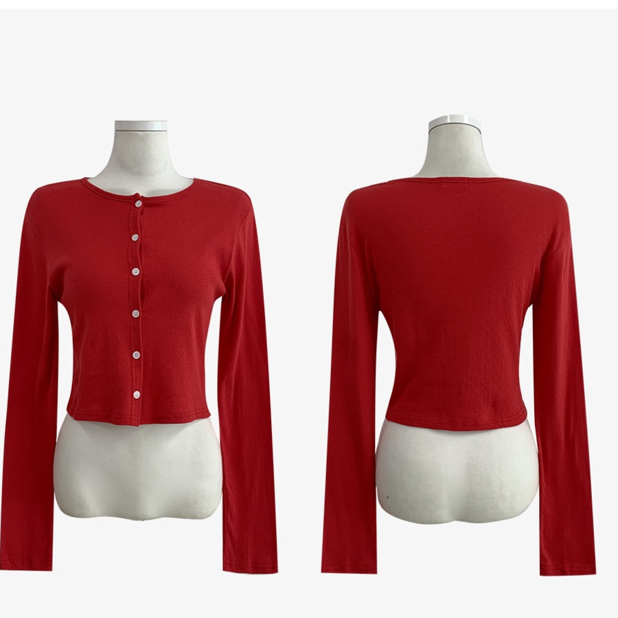 Eyelet Punching Round Neck Cardigan