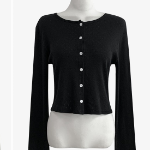 Eyelet Punching Round Neck Cardigan