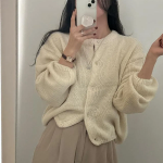 Alpaca Oversized Wool Round Neck Cardigan