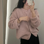 Alpaca Oversized Wool Round Neck Cardigan