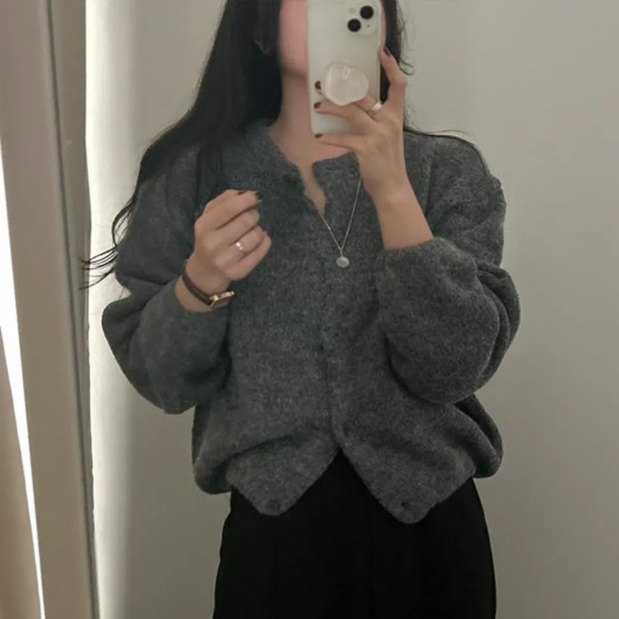 Alpaca Oversized Wool Round Neck Cardigan