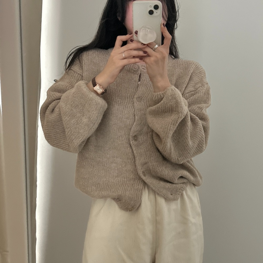 Alpaca Oversized Wool Round Neck Cardigan