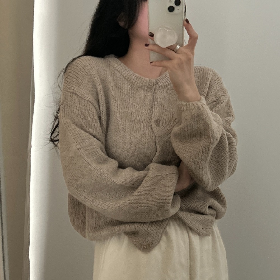 Alpaca Oversized Wool Round Neck Cardigan