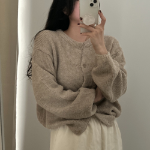 Alpaca Oversized Wool Round Neck Cardigan