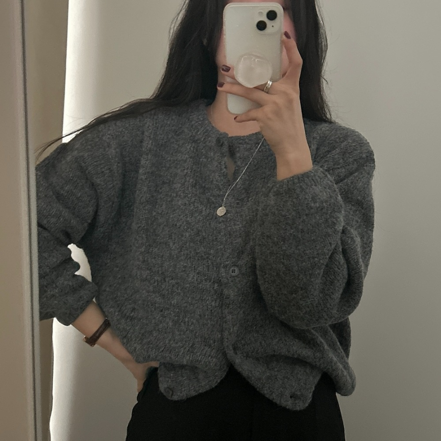 Alpaca Oversized Wool Round Neck Cardigan