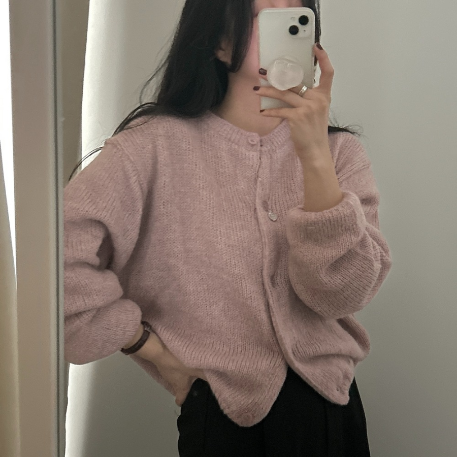 Alpaca Oversized Wool Round Neck Cardigan