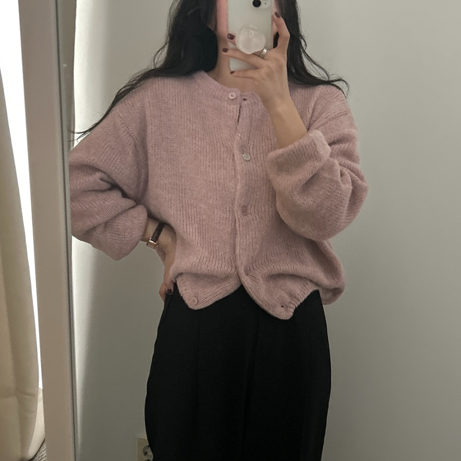 Alpaca Oversized Wool Round Neck Cardigan