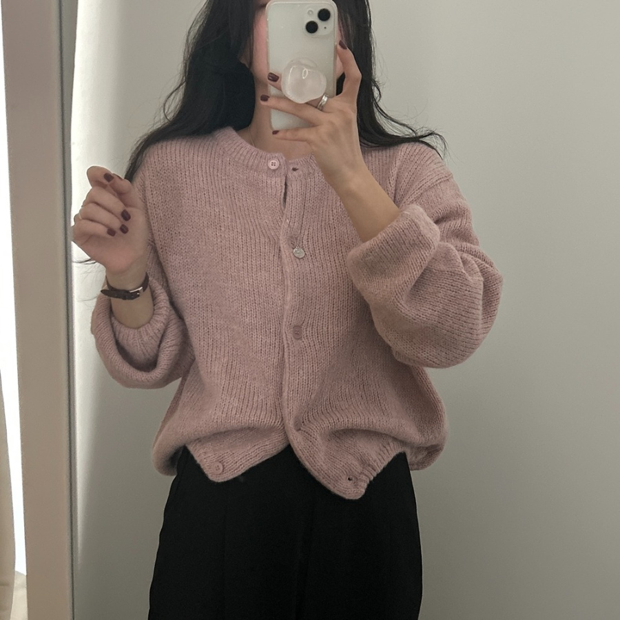 Alpaca Oversized Wool Round Neck Cardigan