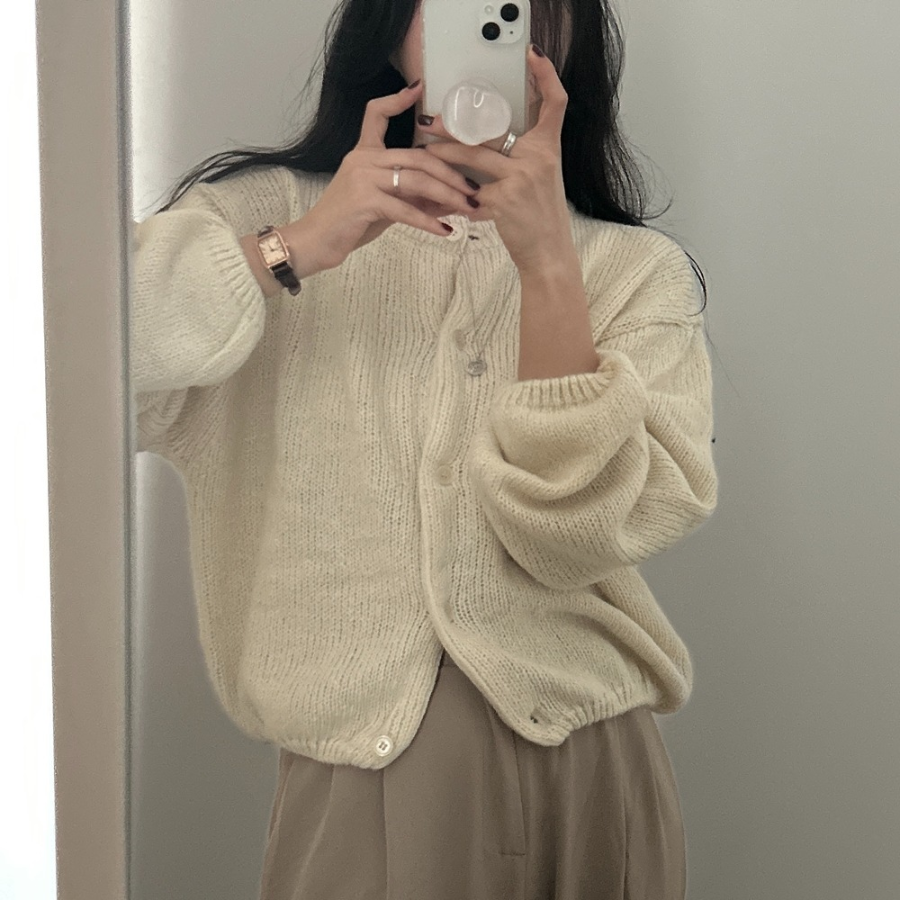 Alpaca Oversized Wool Round Neck Cardigan