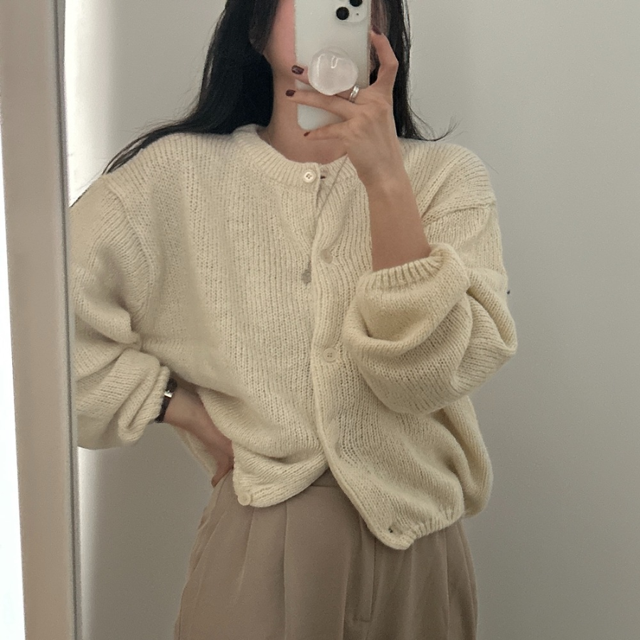 Alpaca Oversized Wool Round Neck Cardigan