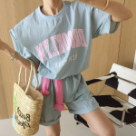 Свободный размер-Небесно-голубой-Комплект с шортами