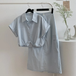 Свободный размер-Небесно-голубой-Комплект с юбкой