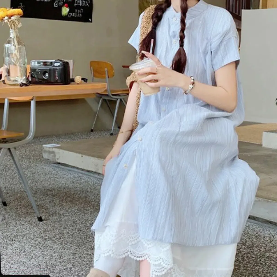 Комплект из полосатого и кружевного сарафана