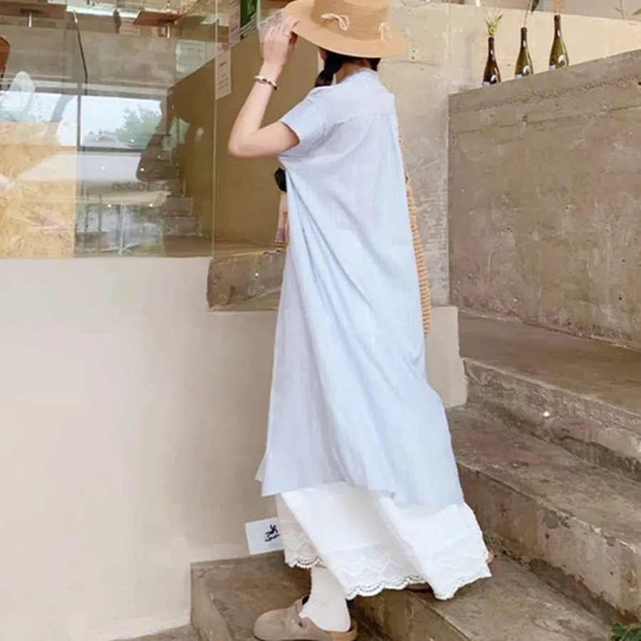 Комплект из полосатого и кружевного сарафана