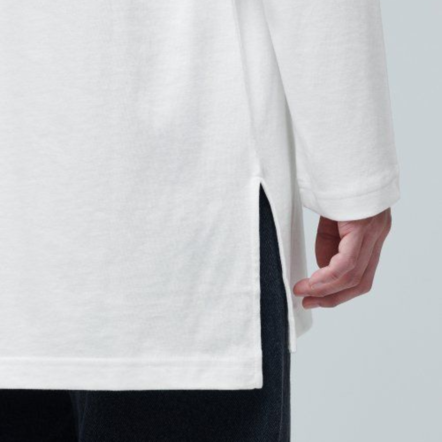 Layered Crew Neck Long Sleeve T-Shirt [Cream, удлинённая версия]