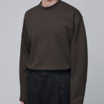 Ponte Mock Neck Long Sleeve T-Shirt [Dark Brown]