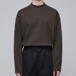 Ponte Mock Neck Long Sleeve T-Shirt [Dark Brown]
