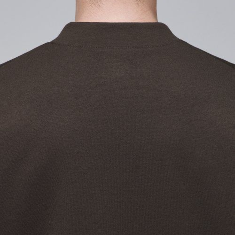 Ponte Mock Neck Long Sleeve T-Shirt [Dark Brown]