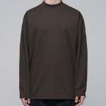 Ponte Mock Neck Long Sleeve T-Shirt [Dark Brown]