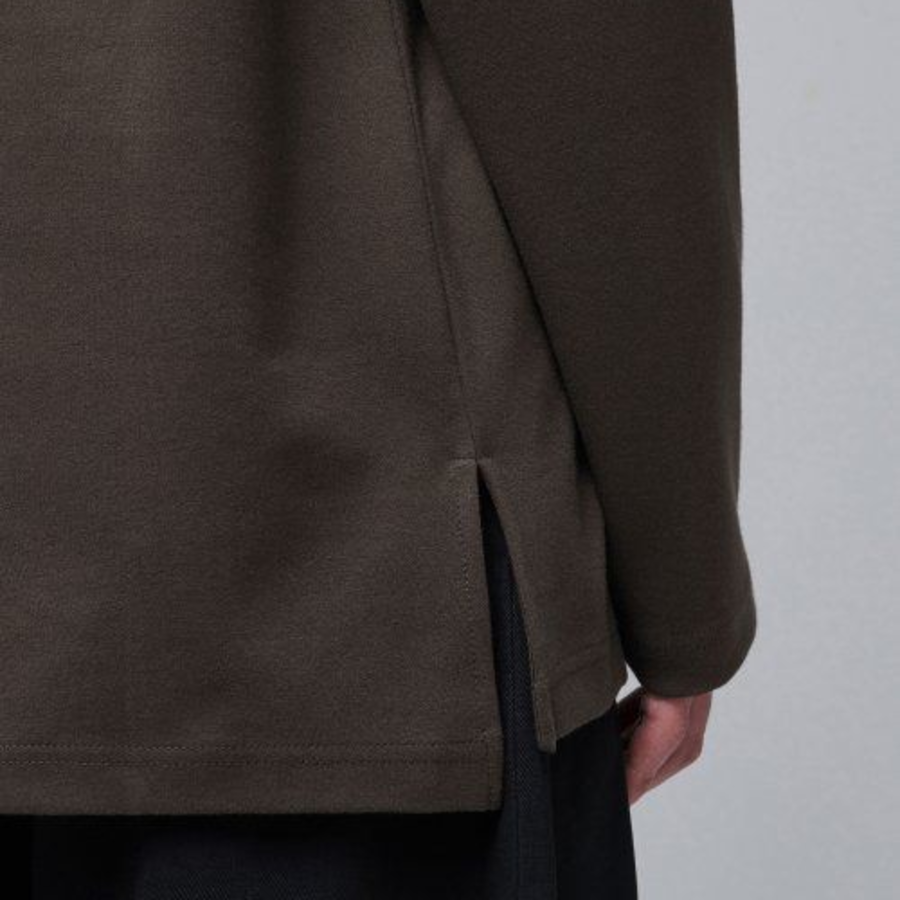 Ponte Mock Neck Long Sleeve T-Shirt [Dark Brown]