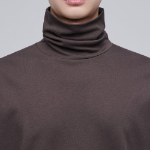 Relaxed Turtle Neck Long Sleeve T-Shirt [Dark Brown]