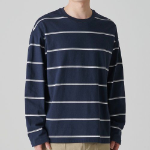 Multi Stripe Relaxed Long Sleeve T-Shirt 2 [Navy]