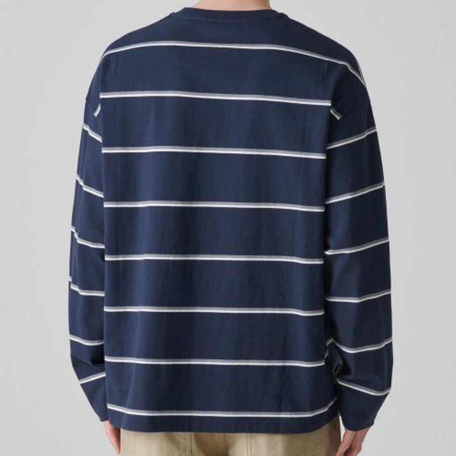 Multi Stripe Relaxed Long Sleeve T-Shirt 2 [Navy]