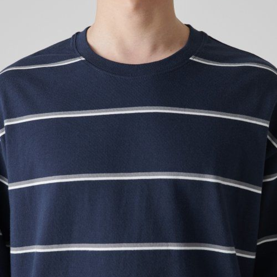 Multi Stripe Relaxed Long Sleeve T-Shirt 2 [Navy]