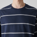 Multi Stripe Relaxed Long Sleeve T-Shirt 2 [Navy]