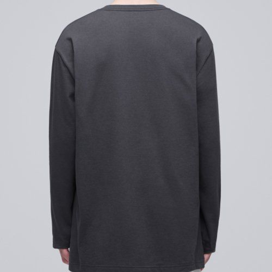 Layered Crew Neck Long Sleeve T-Shirt _ Regular Length [Dark Gray]
