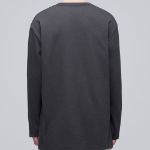 Layered Crew Neck Long Sleeve T-Shirt _ Regular Length [Dark Gray]