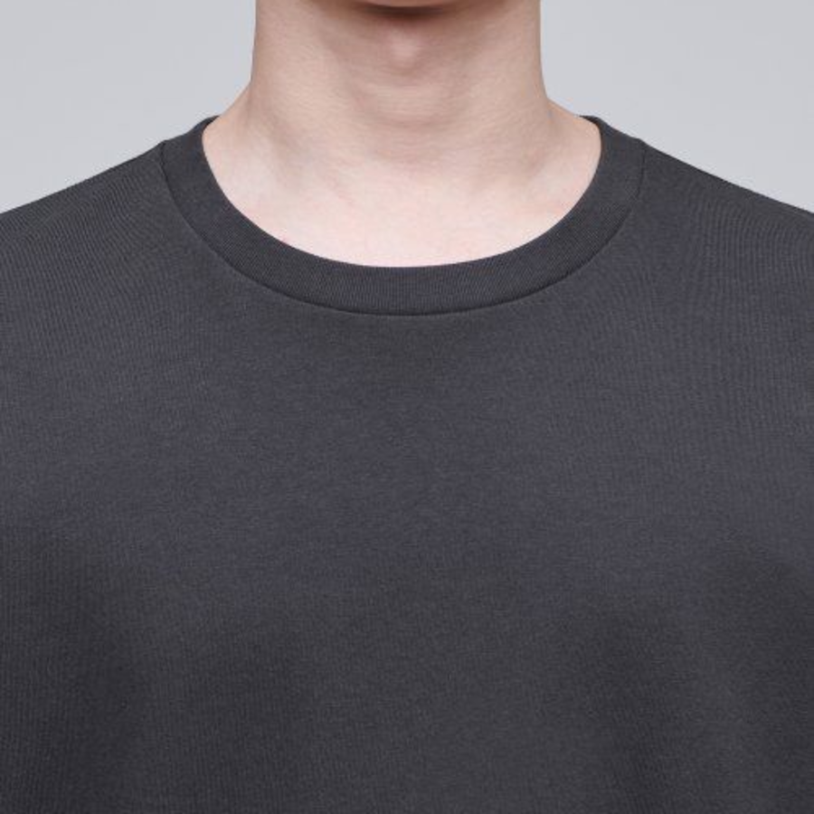 Layered Crew Neck Long Sleeve T-Shirt _ Regular Length [Dark Gray]