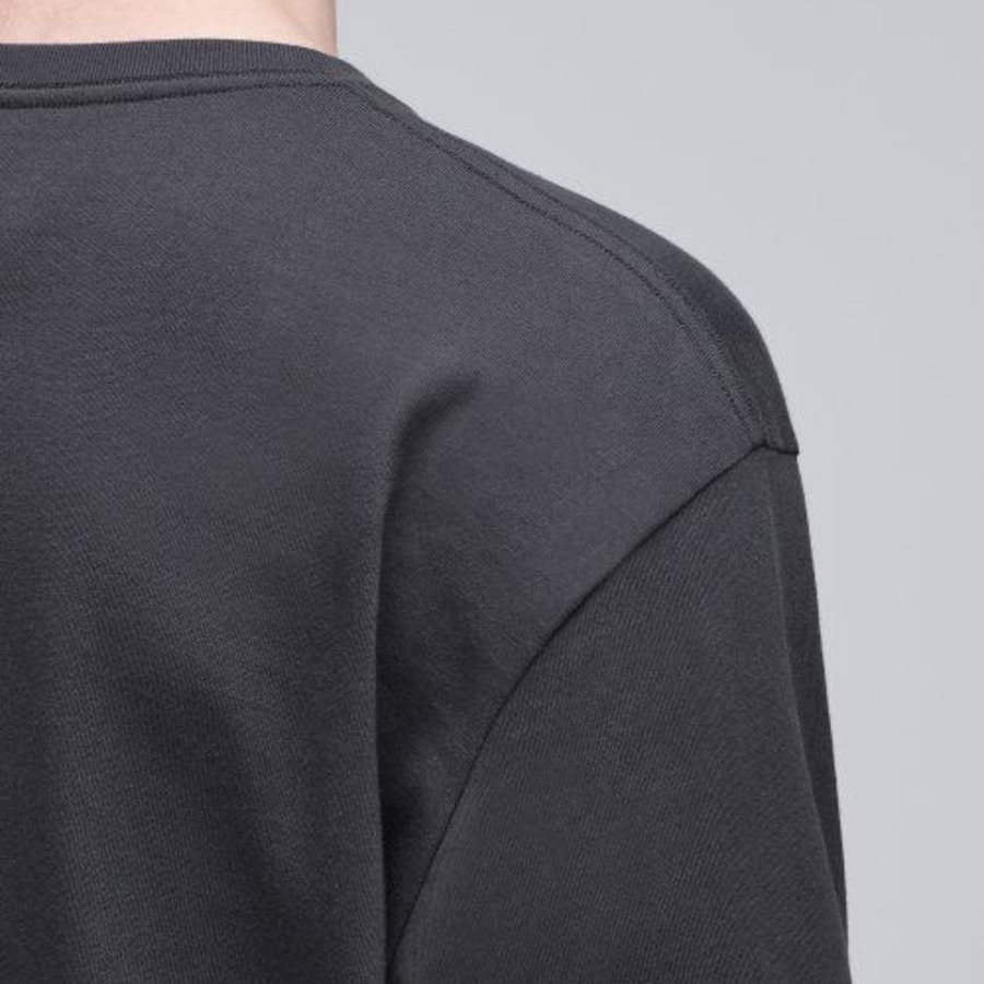 Layered Crew Neck Long Sleeve T-Shirt _ Regular Length [Dark Gray]
