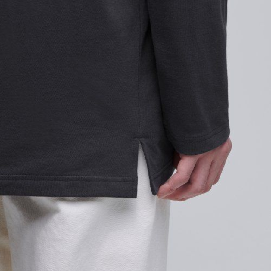 Layered Crew Neck Long Sleeve T-Shirt _ Regular Length [Dark Gray]