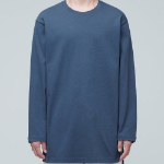 Layered Crew Neck Long Sleeve T-Shirt _ Long Length [Blue]