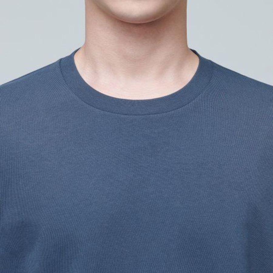 Layered Crew Neck Long Sleeve T-Shirt _ Long Length [Blue]