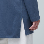 Layered Crew Neck Long Sleeve T-Shirt _ Long Length [Blue]
